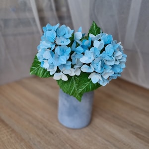 Ortensia blu di carta a stelo singolo, ortensia artificiale al tatto, decorazione floreale di alta qualità per la casa, decorazione floreale per interni in stile fattoria