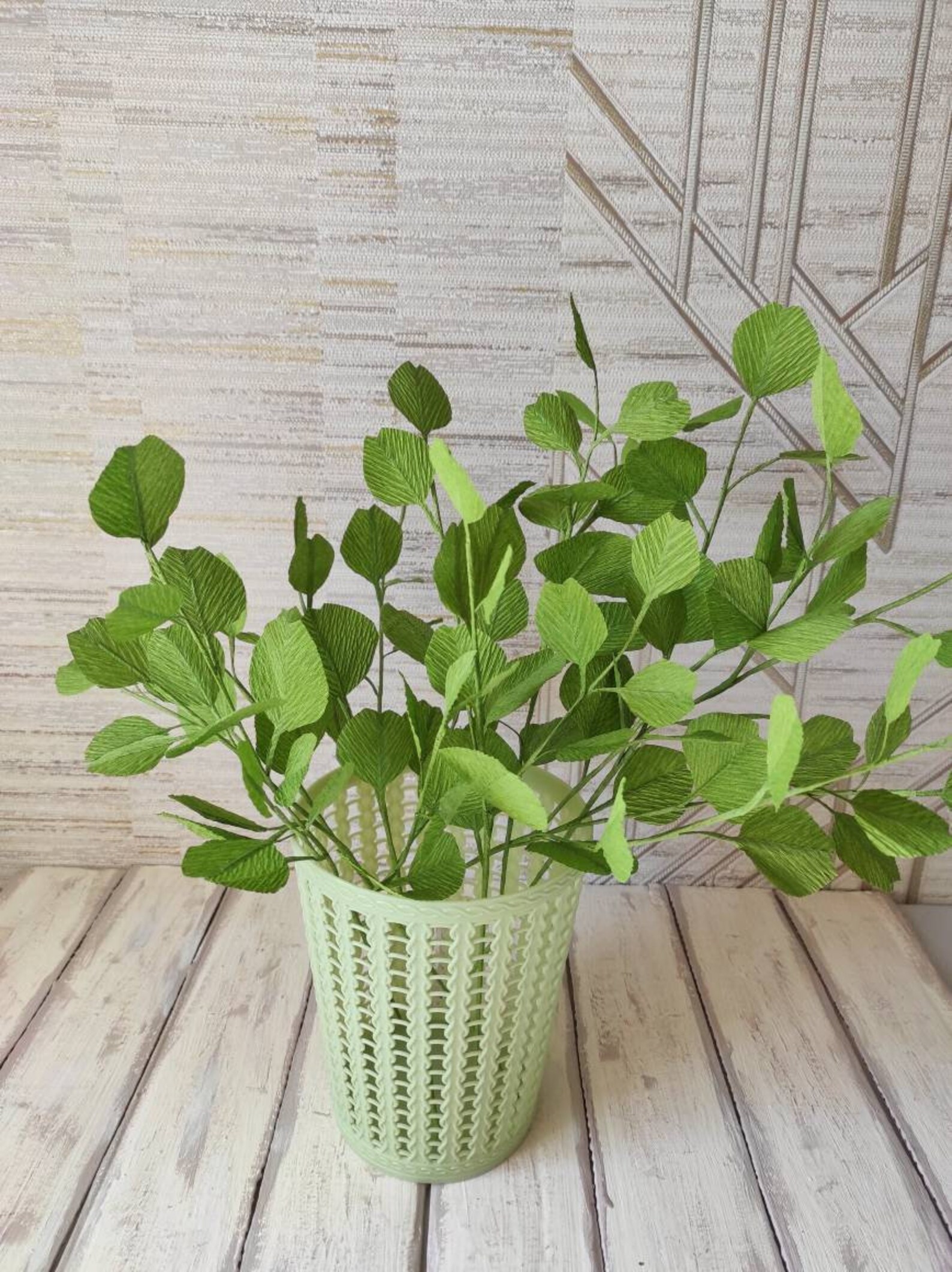 Eucalyptus Branch Crepe Paper Foliage One Stem Paper Etsy