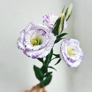 DIY paper eustoma, Crepe paper flower PDF,  Easy paper flower tutorial/guide, DIY crepe paper flowers