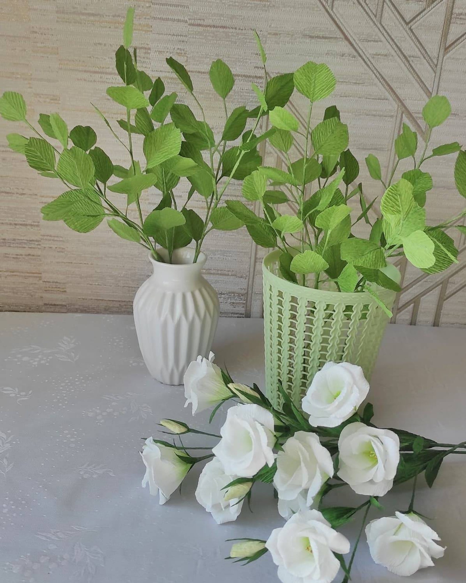 Eucalyptus Branch Crepe Paper Foliage One Stem Paper Etsy