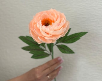 Peonía de papel crepé artesanal: Forever Floral Decor