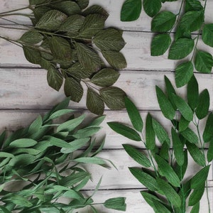 Verde di carta per bouquet, Fiori di carta crespa, Composizione floreale di carta, Fogliame di carta con stelo al tatto, Fogliame di carta per decorazioni domestiche