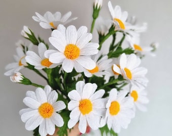 Ramo de mini margaritas de papel: flores de papel crepé hechas a mano