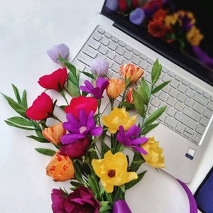 Bouquet di fiori di carta per la decorazione della casa, regalo di fiori artificiali per la mamma, fiori di carta misti per vaso