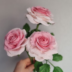 Rose di carta per addio al nubilato, fiori artificiali rosa per l'arredamento della casa, regalo di rose a stelo singolo per lei, decorazione di fiori nuziali