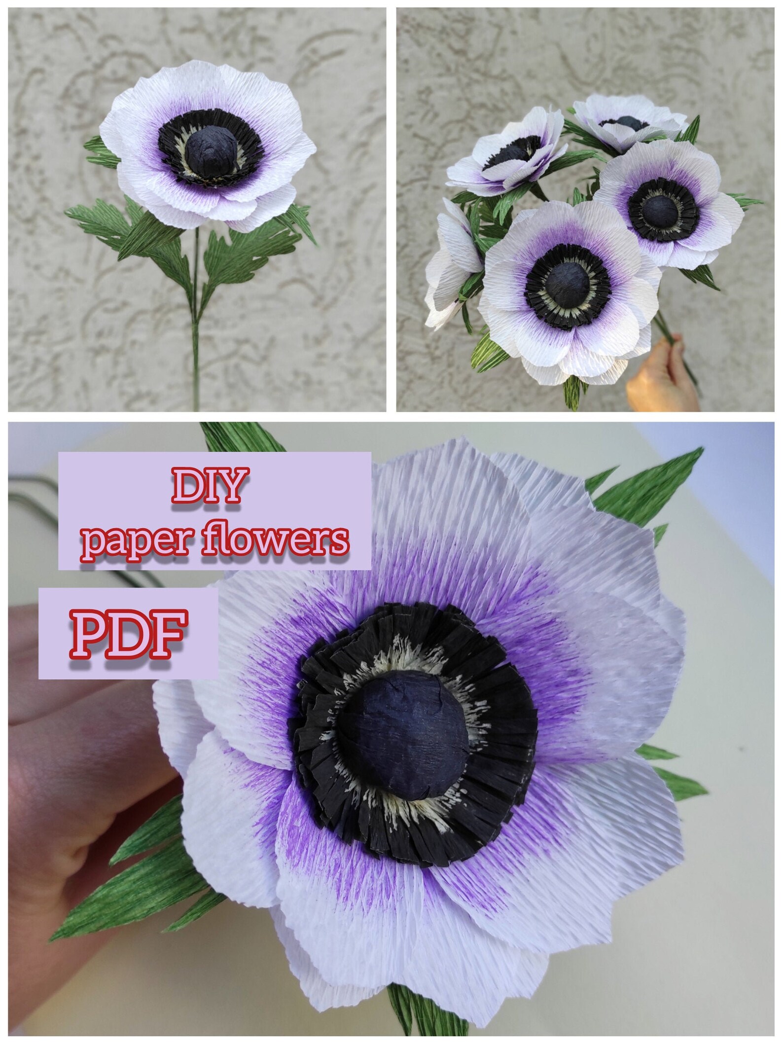Easy Crepe Paper Flower Anemone Tutorial DIY Crepe Paper Etsy
