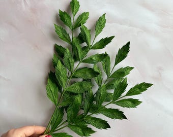 Handgemaakt crêpepapier met groen stengel: gebladerte bruidsboeket (14 inch)