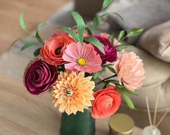Fall Paper Flower Bouquet, Realistic Seasonal Home Decor