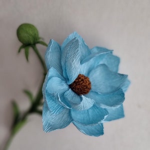 Crepe Paper Flowers for Home Decor, Spring Pink Paper Flowers, Artificial Flowers Housewarming Gift Blue