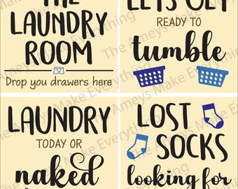 Laundry Room Sign SVG, Laundry Room Decor Laser File, Digital Laser Files, Cute Laundry Room Sign File, Glowforge SVG, Set of 4 Sign SVGs