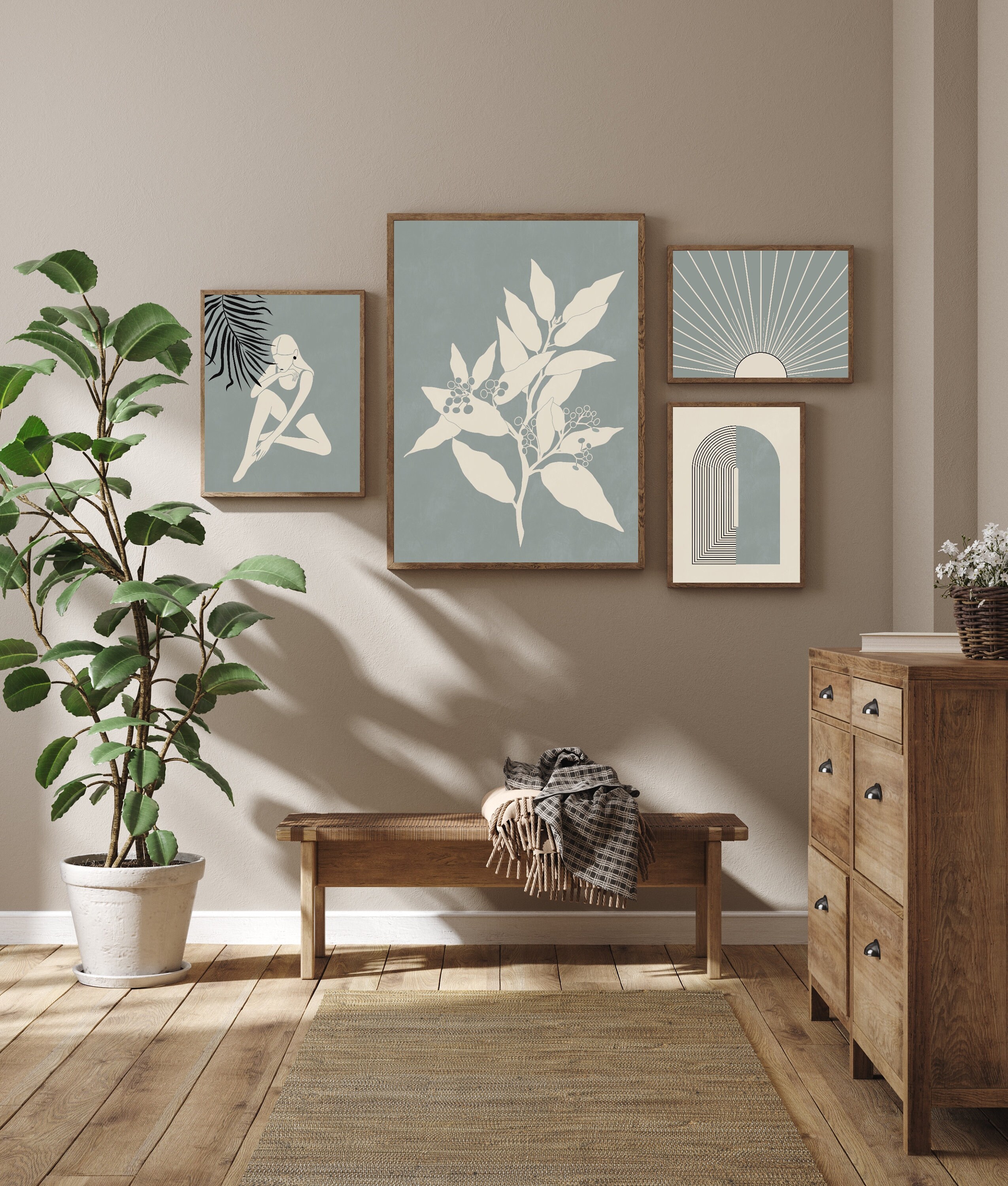 Abstract Mid century modern wall art prints Minimalist Modern | Etsy