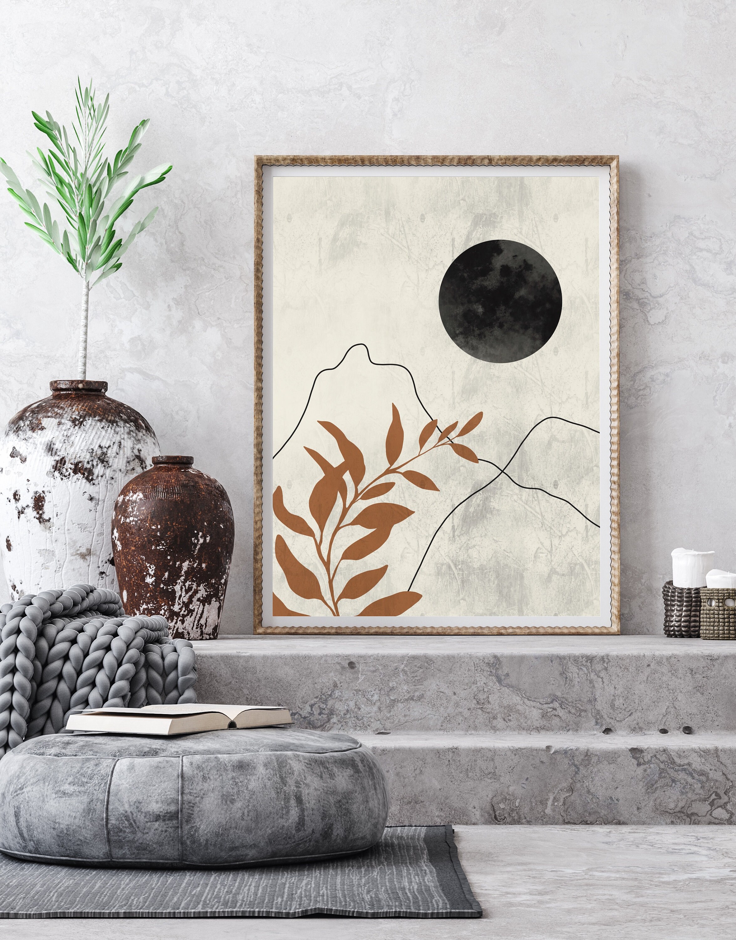 Buy Abstract Landscape Print Single Line Minimal Modern Neutral Online ...