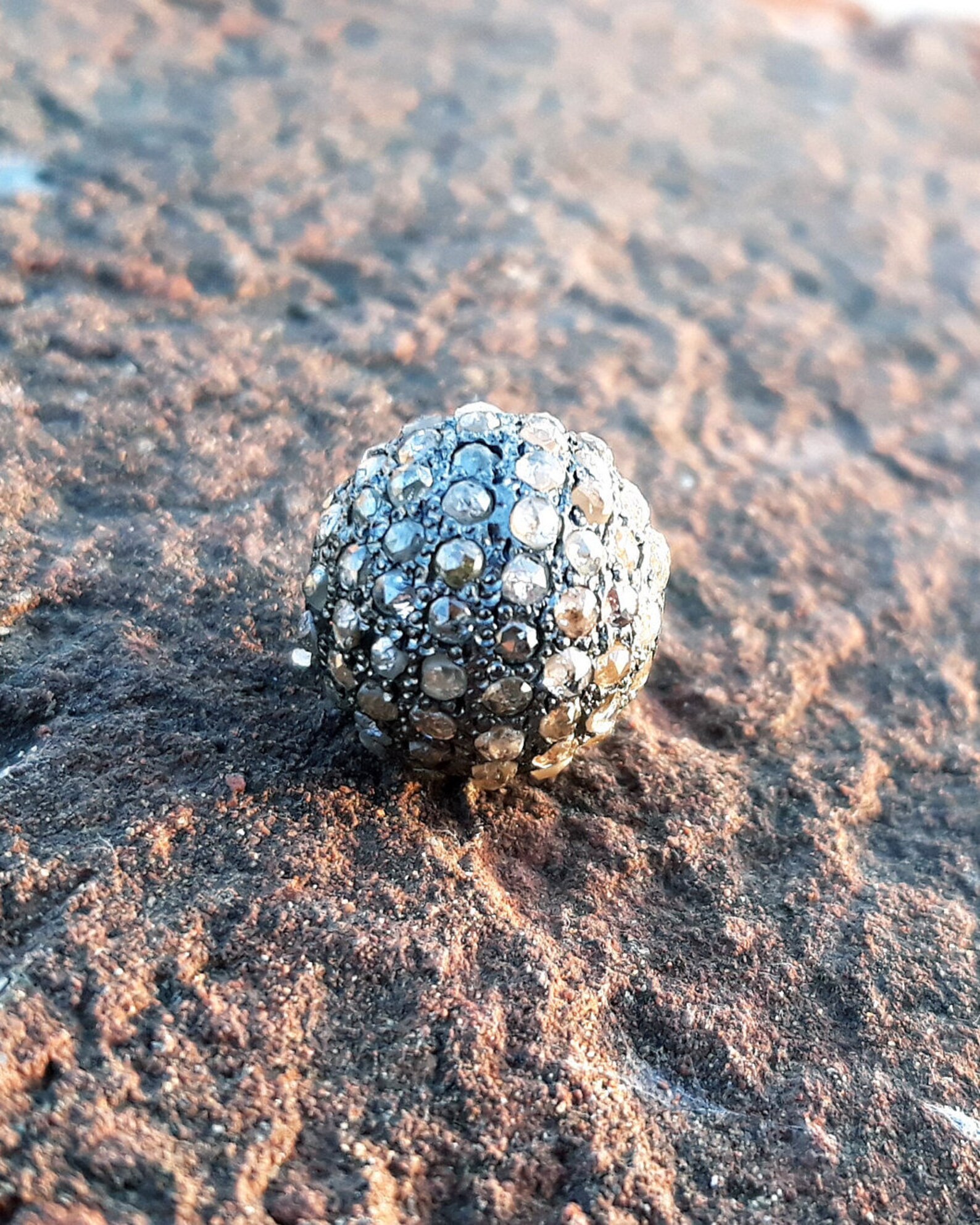 925 Silver Natural Diamond Round Ball Natural Diamond Etsy