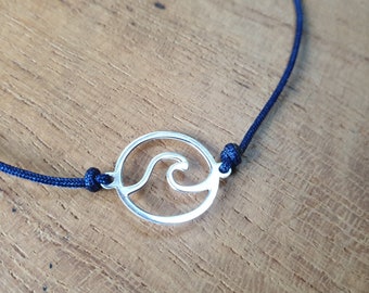 Silver 925 bracelet with wave design handmade in choice of colours and custom engraved gift board