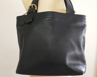 バッグ OLD COACH Business bag Double turn lock Coach Black Leather Turnlock Double Pocket Legacy Shoulder