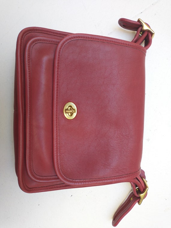 Vintage Coach Rambler Legacy Red Gold Leather Cro… - image 9