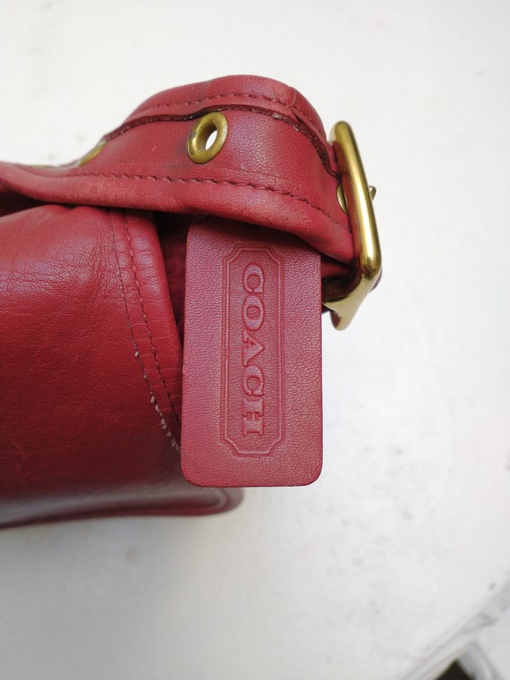 Vintage Coach Rambler Legacy Red Gold Leather Cro… - image 4