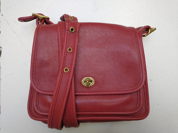 Vintage Coach Rambler Legacy Red Gold Leather Cro… - image 6