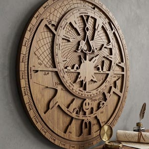Wooden Astrolabe Kit, Ancient Astronomy Navigational Device, Home Decor