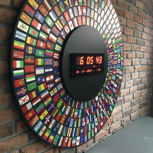 Weltkarte Flagge Wand Wohnkultur Flaggen der Welt Länder Digitaluhr Metallflag