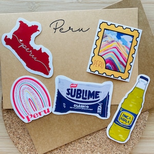 Pack d'autocollants Pérou Cadeau Pérou Favoris du Pérou Collations du Pérou Carte du Pérou Impressions du Pérou