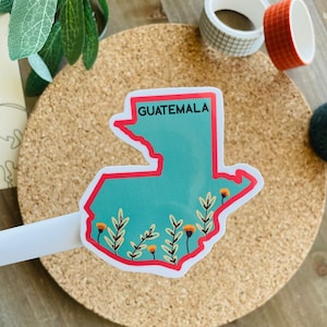 Carte du Guatemala avec fleurs Autocollant