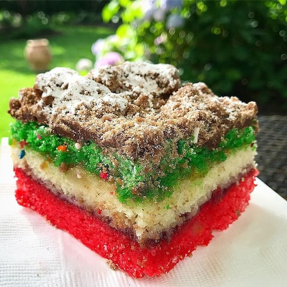 Sheet Pan Rainbow Cookie Cake