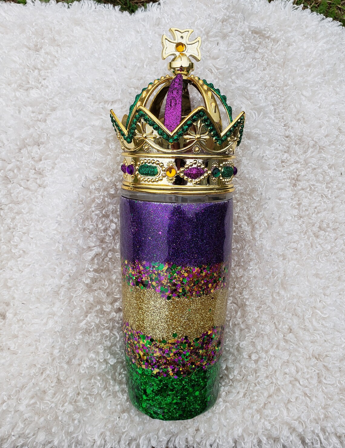 mardi gras crown tumbler topper