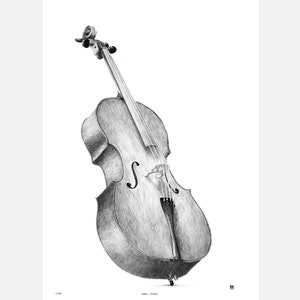 Cello art, Cello drawing, Cello art print, Orchestra art, Music studio decor, Music instrument art, Musician gift, Cello home image 2