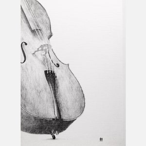 Cello art, Cello drawing, Cello art print, Orchestra art, Music studio decor, Music instrument art, Musician gift, Cello home image 3