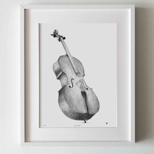 Cello art, Cello drawing, Cello art print, Orchestra art, Music studio decor, Music instrument art, Musician gift, Cello home image 1