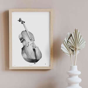 Cello art, Cello drawing, Cello art print, Orchestra art, Music studio decor, Music instrument art, Musician gift, Cello home image 5