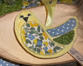 Easter chick felt hanging ornament hand embroidered and beaded