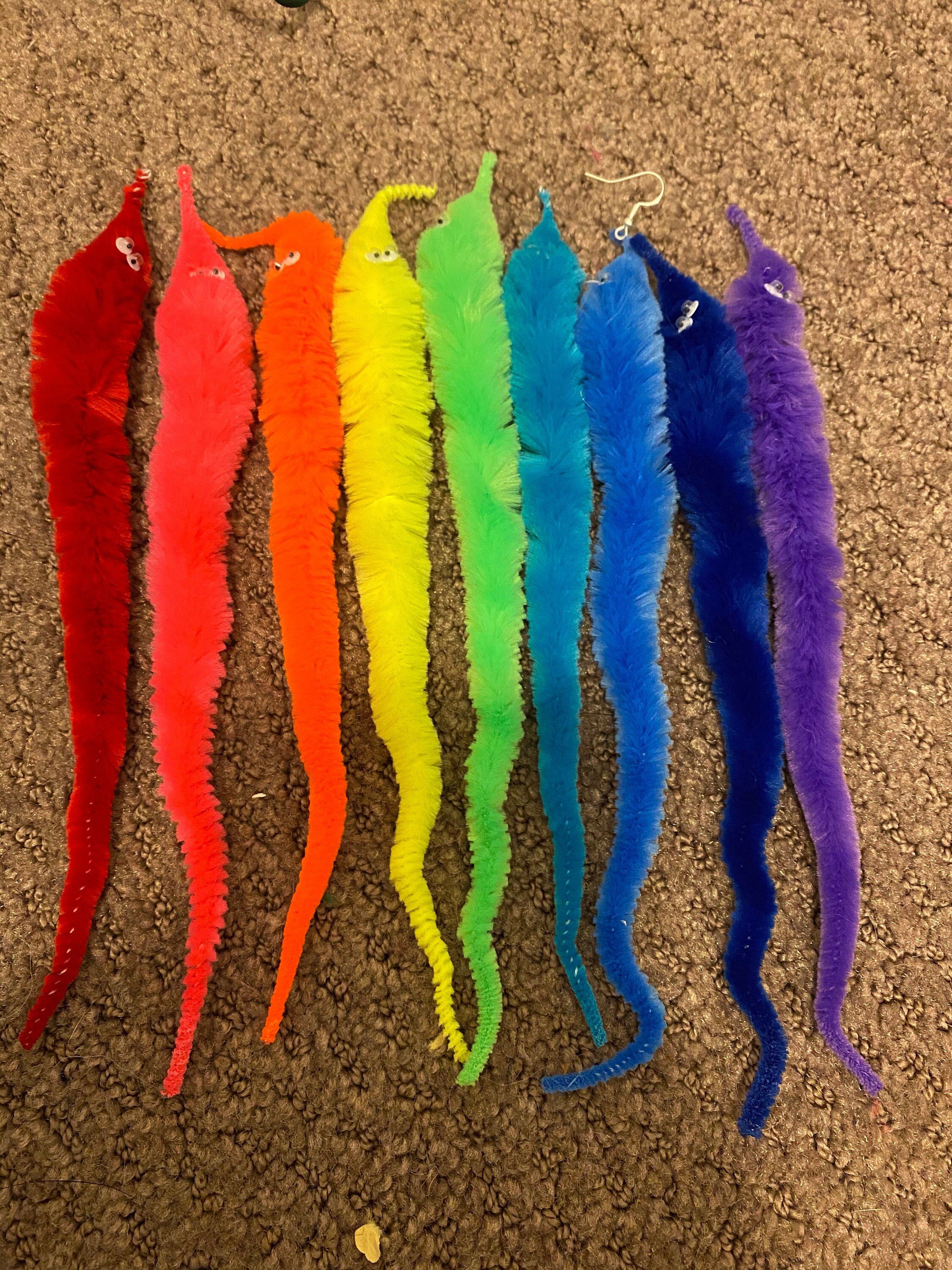 Fuzzy Worm Earrings Hypoallergenic Etsy