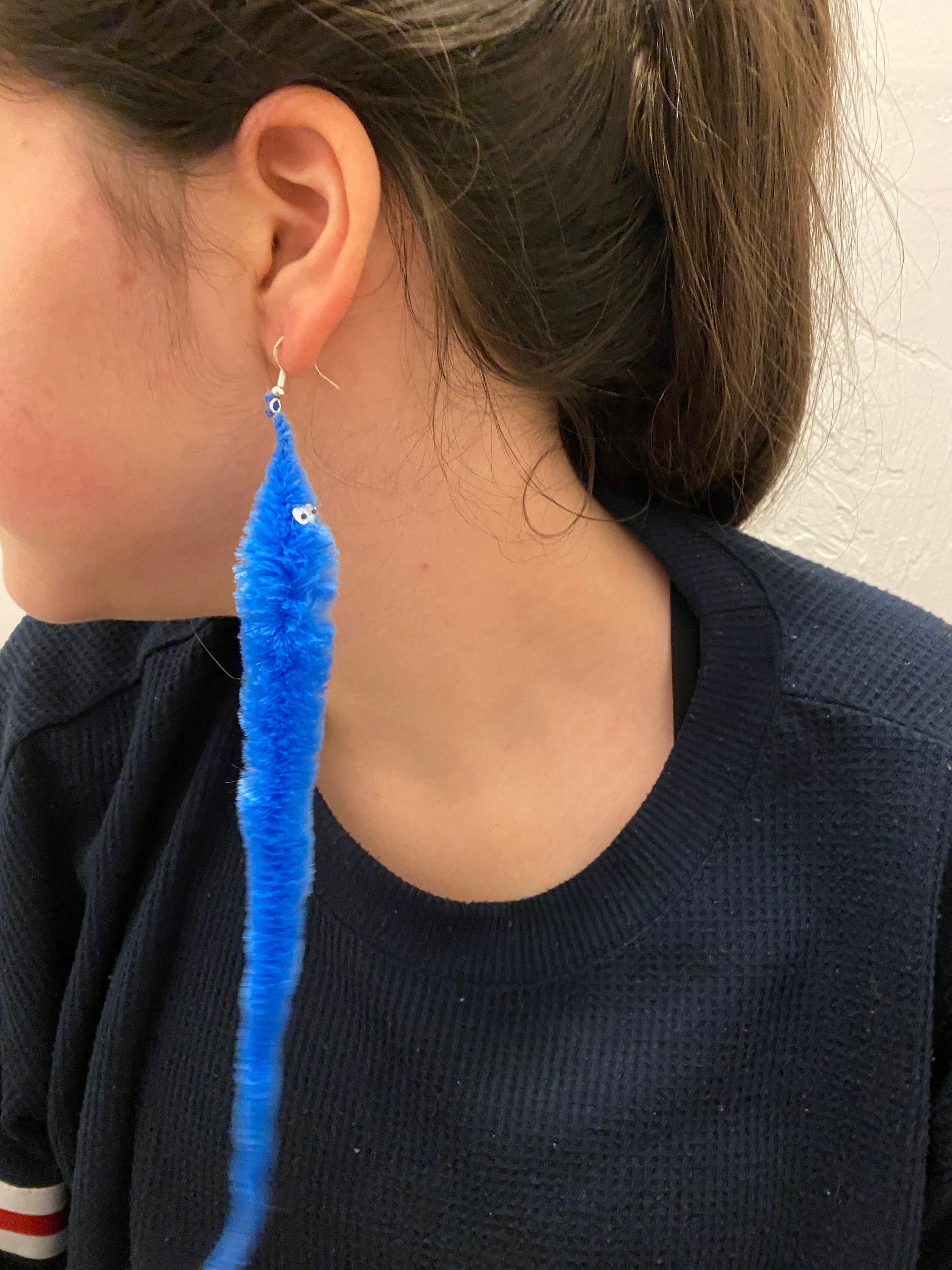 Fuzzy Worm Earrings Hypoallergenic Etsy