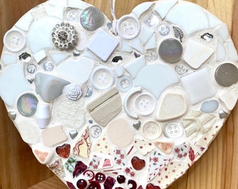 Ombré Red to White Mosaic Heart