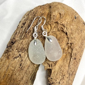 Frosted White Seaham Glass Earrings image 1