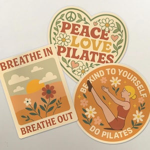 Pilates Wellness Stickers: Peaceful Affirmations, Water Bottle Decals