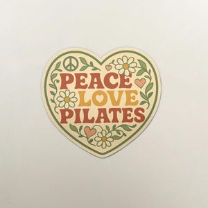 Peace Love Pilates Sticker: Heart-Shaped Waterproof Vinyl
