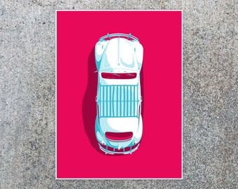 VW Bug Top Down Illustration Poster