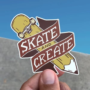 Skate andcreate Sticker: Pencil Skateboard Vinyl Sticker