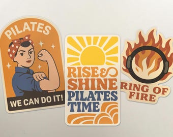 Pilates Sticker Pack, Matte Vinyl Decals for Water Bottle, Notebook, Reformer Fitness Inspiration