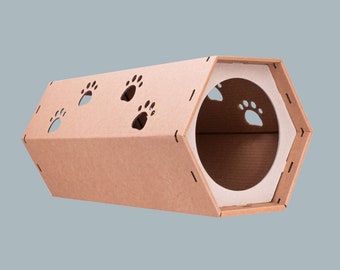 Umweltfreundlicher DIY modularer Katzenhaus-Tunnel aus Pappe, Innenkatzenspielplatz-Röhrentunnel Idee, kleines Katzentunnelspielzeug, Tunnelspielzeug für Katzen