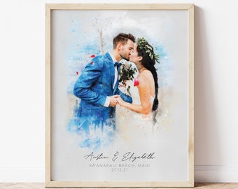 WATERCOLOUR WEDDING PORTRAIT, Wedding Gifts, Engagement Gift, Portrait from Photo, Digital Artwork, Personalised Gift, Anniversary Gift, Art