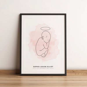 BABY GEBURT POSTER, Personalisierte Neugeborenen Illustration, Baby Poster, Kinderzimmer Dekor, personalisierter Digitaldruck, Baby Geschenk, Engel Baby, Neue Mama Geschenk
