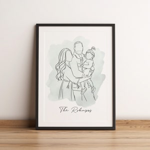 CUSTOM FAMILY PORTRAIT, Personalized Gift, Digital Art, Line Drawing, Custom Portrait, Drawing from Photo, Custom Line Art, Fathers Day Gift