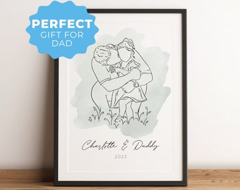FATHERS DAY GIFT, Custom Fathers Day Gift, Digital Art, Custom Portrait, Family Portrait, Custom Line Drawing, Gift for Dad, Line Drawing
