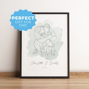 FATHERS DAY GIFT, Custom Fathers Day Gift, Digital Art, Custom Portrait, Family Portrait, Custom Line Drawing, Gift for Dad, Line Drawing