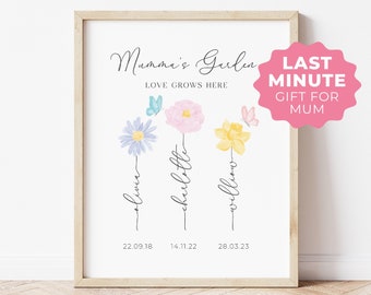 CUSTOM BIRTH FLOWER, Personalised Mothers Day Gift, Birth Flower Print, Digital Print, Watercolour Birth Month Flowers, First Mothers Day