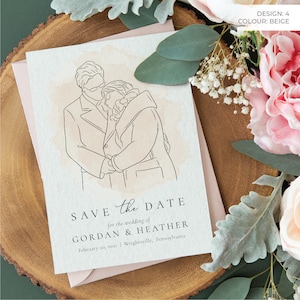 SAVE THE DATE, Wedding Invite, Digital Files, Line Art, Printable Invitation, Custom Line Drawing, Custom Wedding Invite, Personalised Art image 10